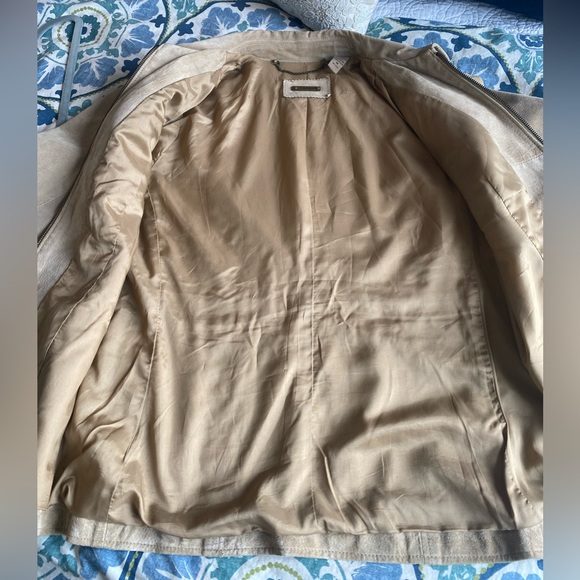 Vintage Suede Zip Front Jacket with Zip Pockets, Buff, Cream, Tan, Fully lined M - Picture 12 of 16